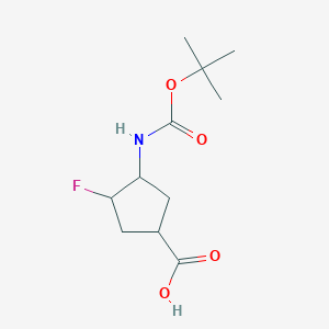 molecular formula C11H18FNO4 B15231061 3-Fluoro-4-[(2-methylpropan-2-yl)oxycarbonylamino]cyclopentane-1-carboxylic acid 