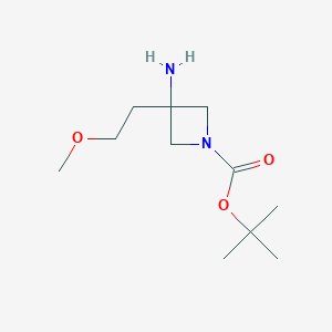 molecular formula C11H22N2O3 B15231070 Tert-butyl3-amino-3-(2-methoxyethyl)azetidine-1-carboxylate 