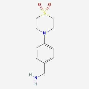 molecular formula C11H16N2O2S B1523112 4-[4-(氨甲基)苯基]-1lambda6-硫代吗啉-1,1-二酮 CAS No. 1152880-11-9