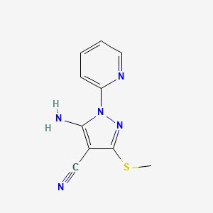 molecular formula C10H9N5S B1523150 5-氨基-3-(甲硫基)-1-(吡啶-2-基)-1H-吡唑-4-腈 CAS No. 1152621-99-2