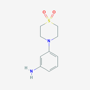 molecular formula C10H14N2O2S B1523155 4-(3-氨基苯基)-1lambda6-硫代吗啉-1,1-二酮 CAS No. 1152859-34-1