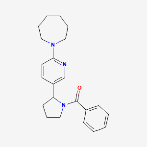 molecular formula C22H27N3O B15231555 (2-(6-(Azepan-1-yl)pyridin-3-yl)pyrrolidin-1-yl)(phenyl)methanone 