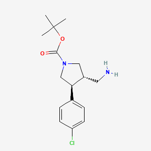 molecular formula C16H23ClN2O2 B15231672 tert-Butyl (3S,4S)-3-(aminomethyl)-4-(4-chlorophenyl)pyrrolidine-1-carboxylate 