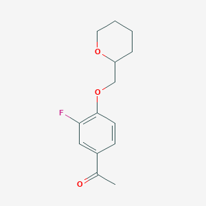 molecular formula C14H17FO3 B1523172 1-[3-氟-4-(氧杂环-2-基甲氧基)苯基]乙酮 CAS No. 1019529-17-9