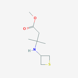 molecular formula C9H17NO2S B15231744 Methyl3-methyl-3-(thietan-3-ylamino)butanoate 