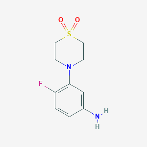 molecular formula C10H13FN2O2S B1523177 4-(5-Amino-2-fluorophenyl)-1lambda6-thiomorpholine-1,1-dione CAS No. 1094562-12-5