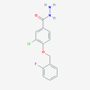 molecular formula C14H12ClFN2O2 B15232134 3-Chloro-4-((2-fluorobenzyl)oxy)benzohydrazide 