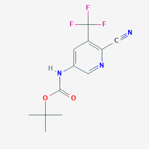 molecular formula C12H12F3N3O2 B15232195 tert-Butyl (6-cyano-5-(trifluoromethyl)pyridin-3-yl)carbamate 