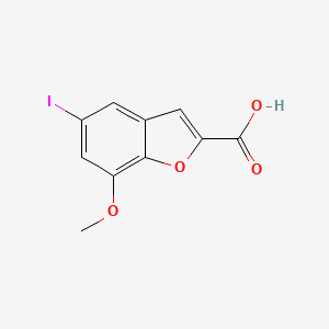 molecular formula C10H7IO4 B15232304 5-Iodo-7-methoxybenzofuran-2-carboxylic acid 