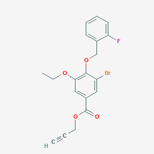 molecular formula C19H16BrFO4 B15232308 Prop-2-yn-1-yl 3-bromo-5-ethoxy-4-((2-fluorobenzyl)oxy)benzoate 