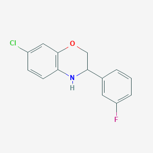 molecular formula C14H11ClFNO B15232453 7-Chloro-3-(3-fluorophenyl)-3,4-dihydro-2H-benzo[b][1,4]oxazine 