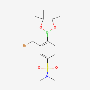 molecular formula C15H23BBrNO4S B15232498 2-(Bromomethyl)-4-(N,N-dimethylsulfamoyl)phenylboronicacid,pinacolester CAS No. 1030832-49-5