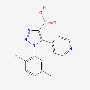 molecular formula C15H11FN4O2 B1523250 1-(2-氟-5-甲基苯基)-5-(吡啶-4-基)-1H-1,2,3-三唑-4-羧酸 CAS No. 1341019-73-5