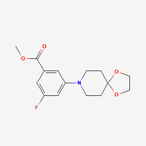 molecular formula C15H18FNO4 B15232842 Methyl 3-fluoro-5-(1,4-dioxa-8-azaspiro[4.5]decan-8-YL)benzoate 