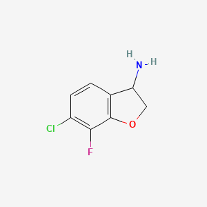 molecular formula C8H7ClFNO B15232847 6-Chloro-7-fluoro-2,3-dihydrobenzo[B]furan-3-ylamine 