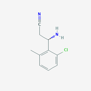 molecular formula C10H11ClN2 B15232909 (3S)-3-Amino-3-(6-chloro-2-methylphenyl)propanenitrile 