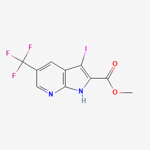 molecular formula C10H6F3IN2O2 B15232973 Methyl 3-iodo-5-(trifluoromethyl)-1H-pyrrolo[2,3-B]pyridine-2-carboxylate 