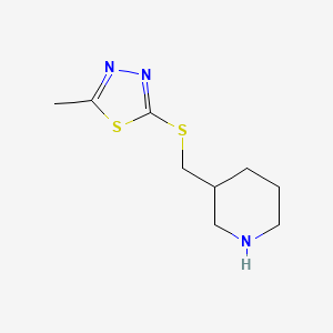 molecular formula C9H15N3S2 B15233120 2-Methyl-5-((piperidin-3-ylmethyl)thio)-1,3,4-thiadiazole 