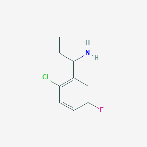 molecular formula C9H11ClFN B15233125 1-(2-Chloro-5-fluorophenyl)propan-1-amine 