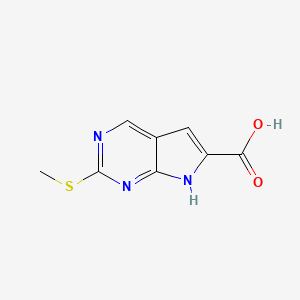 molecular formula C8H7N3O2S B15233133 2-(methylsulfanyl)-7H-pyrrolo[2,3-d]pyrimidine-6-carboxylic acid CAS No. 1638760-13-0