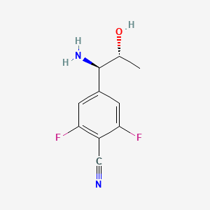 molecular formula C10H10F2N2O B15233264 4-((1R,2R)-1-Amino-2-hydroxypropyl)-2,6-difluorobenzenecarbonitrile 