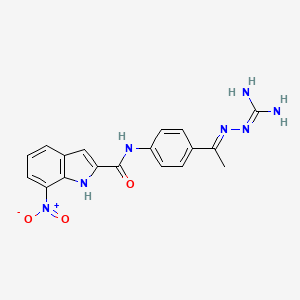 N-[4-[(E)-N-carbamimidamido-C-methyl-carbonimidoyl]phenyl]-7-nitro-1H-indole-2-carboxamide