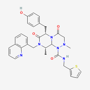 molecular formula C31H32N6O4S B15233298 (6S,9S)-6-(4-Hydroxybenzyl)-2,9-dimethyl-4,7-dioxo-8-(quinolin-8-ylmethyl)-N-(thiophen-2-ylmethyl)octahydro-1H-pyrazino[2,1-c][1,2,4]triazine-1-carboxamide 