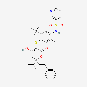 n-(5-Tert-butyl-4-{[6-hydroxy-4-oxo-2-(2-phenylethyl)-2-(propan-2-yl)-3,4-dihydro-2h-pyran-5-yl]sulfanyl}-2-methylphenyl)pyridine-3-sulfonamide