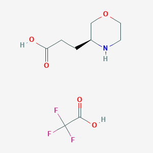 molecular formula C9H14F3NO5 B15233334 3-[(3S)-morpholin-3-yl]propanoic acid;2,2,2-trifluoroacetic acid 