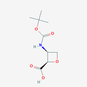 molecular formula C9H15NO5 B15233352 (2R,3S)-3-((Tert-butoxycarbonyl)amino)oxetane-2-carboxylic acid 