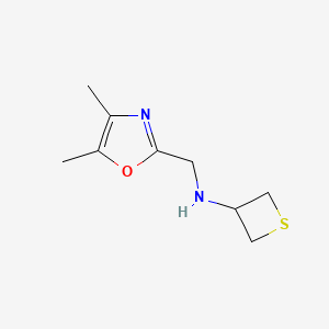 molecular formula C9H14N2OS B15233433 N-((4,5-Dimethyloxazol-2-yl)methyl)thietan-3-amine 