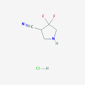 molecular formula C5H7ClF2N2 B15233450 4,4-Difluoropyrrolidine-3-carbonitrile hydrochloride 