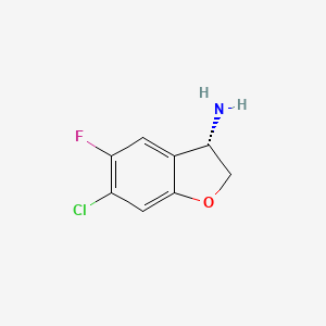 molecular formula C8H7ClFNO B15233523 (3S)-6-Chloro-5-fluoro-2,3-dihydrobenzo[B]furan-3-ylamine 