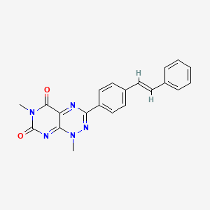 molecular formula C21H17N5O2 B15233693 1,6-Dimethyl-3-(4-styrylphenyl)pyrimido[5,4-e][1,2,4]triazine-5,7(1H,6H)-dione 