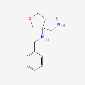 molecular formula C12H18N2O B15233723 3-(aminomethyl)-N-benzyloxolan-3-amine 