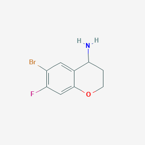 molecular formula C9H9BrFNO B15233788 6-Bromo-7-fluorochroman-4-amine 