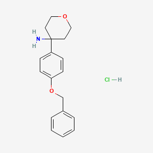 molecular formula C18H22ClNO2 B1523382 4-[4-(苄氧基)苯基]氧杂环-4-胺盐酸盐 CAS No. 1333955-84-2