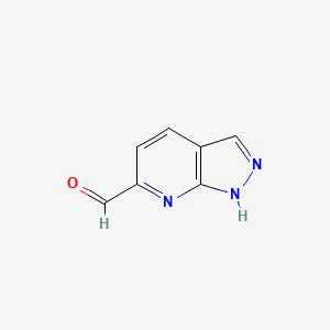 molecular formula C7H5N3O B15233867 1H-Pyrazolo[3,4-b]pyridine-6-carbaldehyde 