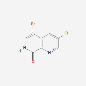 molecular formula C8H4BrClN2O B15233926 5-Bromo-3-chloro-1,7-naphthyridin-8-ol 