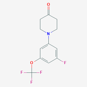 molecular formula C12H11F4NO2 B15233949 1-(3-Fluoro-5-(trifluoromethoxy)phenyl)piperidin-4-one 