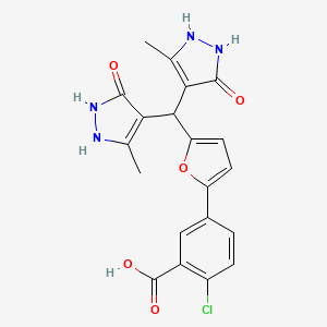 5-{5-[bis(5-hydroxy-3-methyl-1H-pyrazol-4-yl)methyl]furan-2-yl}-2-chlorobenzoic acid