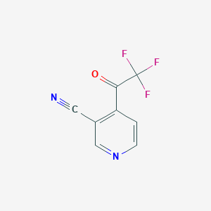 molecular formula C8H3F3N2O B15234171 4-(2,2,2-Trifluoroacetyl)nicotinonitrile 