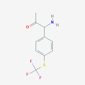 molecular formula C10H10F3NOS B15234190 1-Amino-1-[4-(trifluoromethylthio)phenyl]acetone 