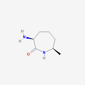 molecular formula C7H14N2O B15234192 (3S,7R)-3-amino-7-methylazepan-2-one 