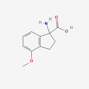 molecular formula C11H13NO3 B15234298 1-Amino-4-methoxy-2,3-dihydro-1H-indene-1-carboxylic acid 