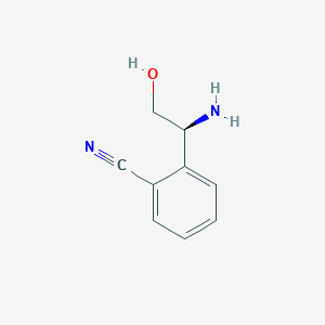 molecular formula C9H10N2O B15234664 (S)-2-(1-Amino-2-hydroxyethyl)benzonitrile 