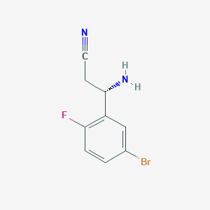 molecular formula C9H8BrFN2 B15234689 (3S)-3-Amino-3-(5-bromo-2-fluorophenyl)propanenitrile 