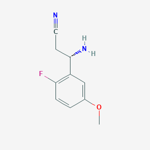 molecular formula C10H11FN2O B15234813 (3S)-3-Amino-3-(2-fluoro-5-methoxyphenyl)propanenitrile 