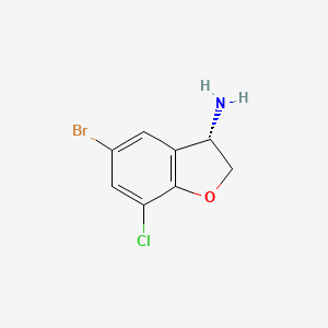 molecular formula C8H7BrClNO B15235001 (3S)-5-Bromo-7-chloro-2,3-dihydro-1-benzofuran-3-amine 