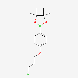molecular formula C15H22BClO3 B1523510 2-[4-(3-Chloropropoxy)phenyl]-4,4,5,5-tetramethyl-1,3,2-dioxaborolane CAS No. 889865-32-1